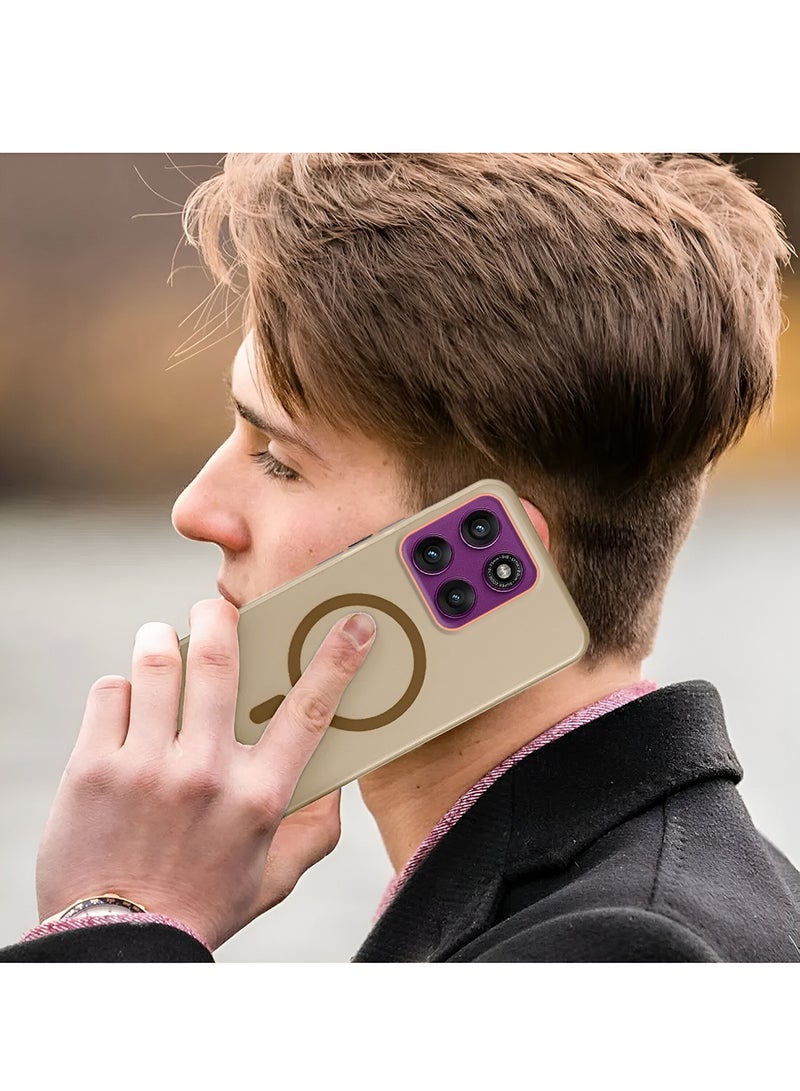 Wtech Motorola Edge 60 Fusion 5G 2025 Hybrid Translucent Magsafe with Magnetic Charging Raised Camera Lips Elegant Look Case Cover (MCMPMN) - Brown - Image 5