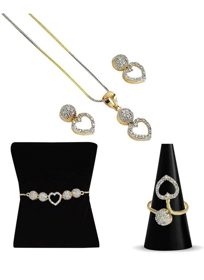 YouBella YouBella Jewellery Set for Women Combo of Necklace Set with Earrings, Bracelet and Ring for Girls and Women (Golden)  - Image 1