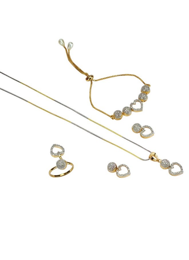 YouBella YouBella Jewellery Set for Women Combo of Necklace Set with Earrings, Bracelet and Ring for Girls and Women (Golden)  - Image 2