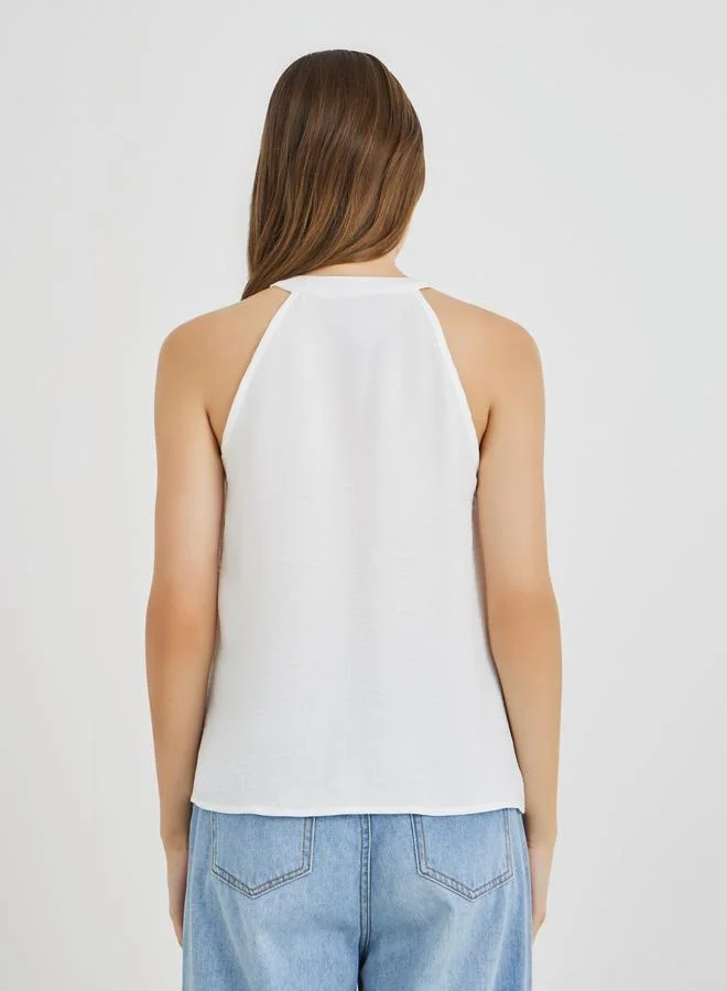 Take Two Take Two Solid Sleeveless Ruffle Detail Top