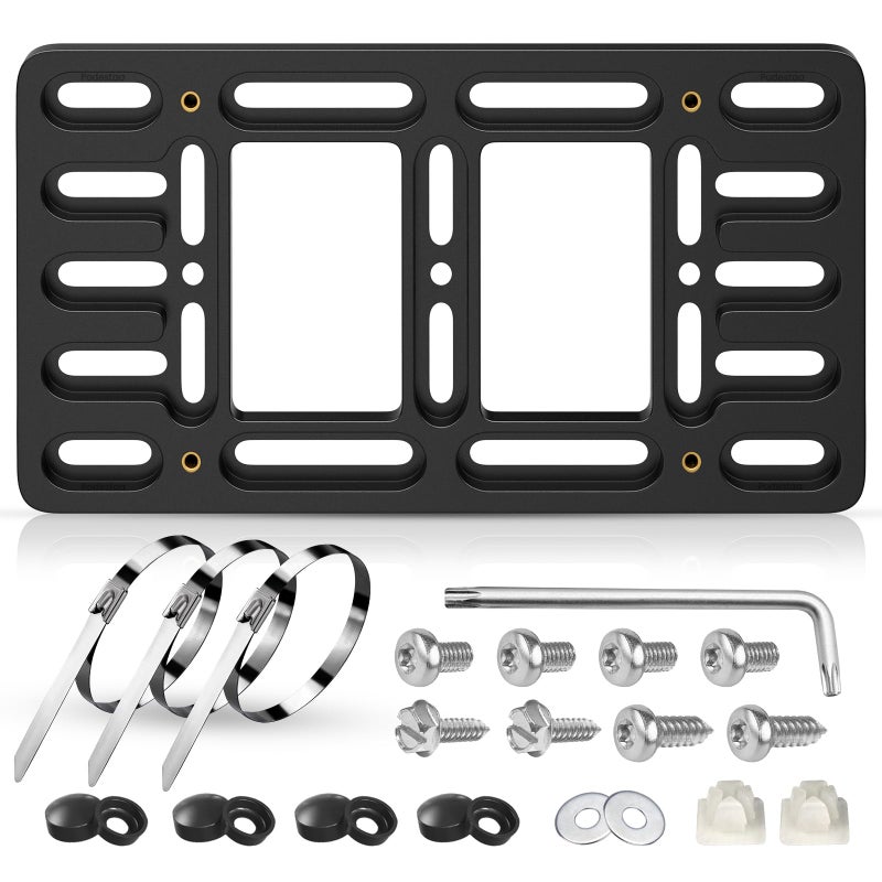 Podestaa Front License Plate Bracket Holder, 2 Drill License Plate Mount, Universal Bumper Car Tag Frame Mounting kit - Image 1
