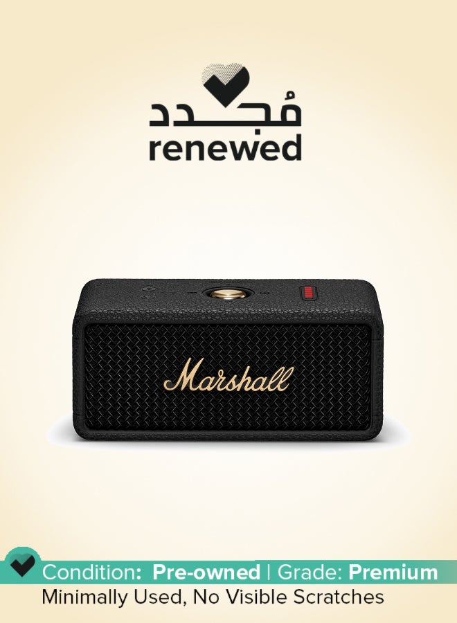 Marshall Renewed - Emberton III Portable Bluetooth Speaker - Water Resistant Wireless Speaker Portable Speaker With 32+ Hours Of Playtime Black and Brass - Image 1