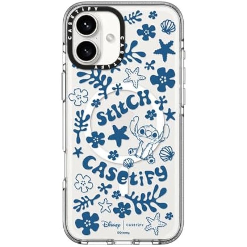 Casetify Clear iPhone 16 Plus Case 【Lilo & Stitch Colab/Not Yellowing / 6.6ft Drop Protection/Compatible with Magsafe】 - Stitch Pattern - Clear - Image 1