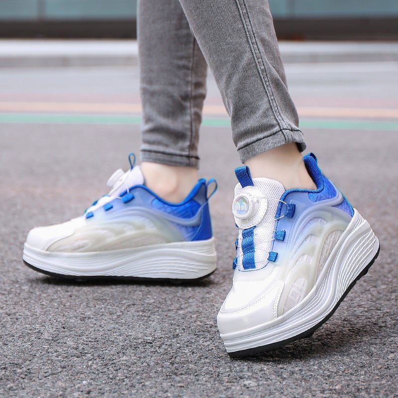 Children'S Walking Shoes Four-Wheel Skating Shoes Retractable Double-Row Skating Shoes Boys And Girls Students Sneaker With Wheels - Image 4