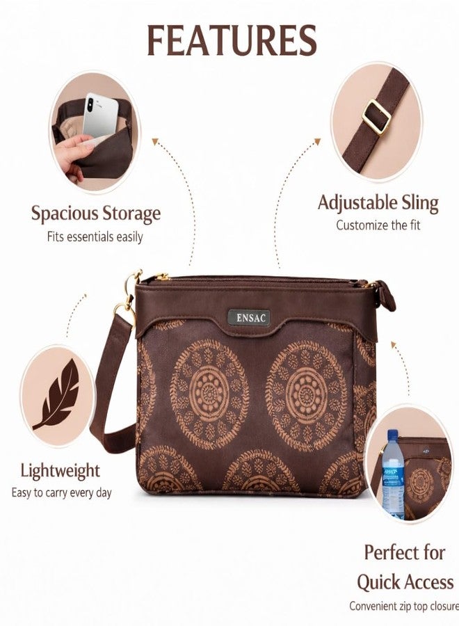 ENSAC Sling Bags For Womens Handbags Ladies Shoulder Bag Premium Large Capacity Bag for Girls Elegant Casual Office & College Bag Spacious Handbag With Inner Pockets - Image 3