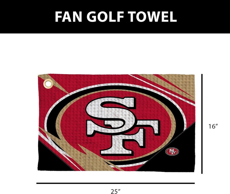 Northwest The Company Official NFL Microfiber Waffle Fabric Fan Golf Towel with Grommet, 16" x 25", Shred, Team Colors (San Francisco 49ers) - Image 5