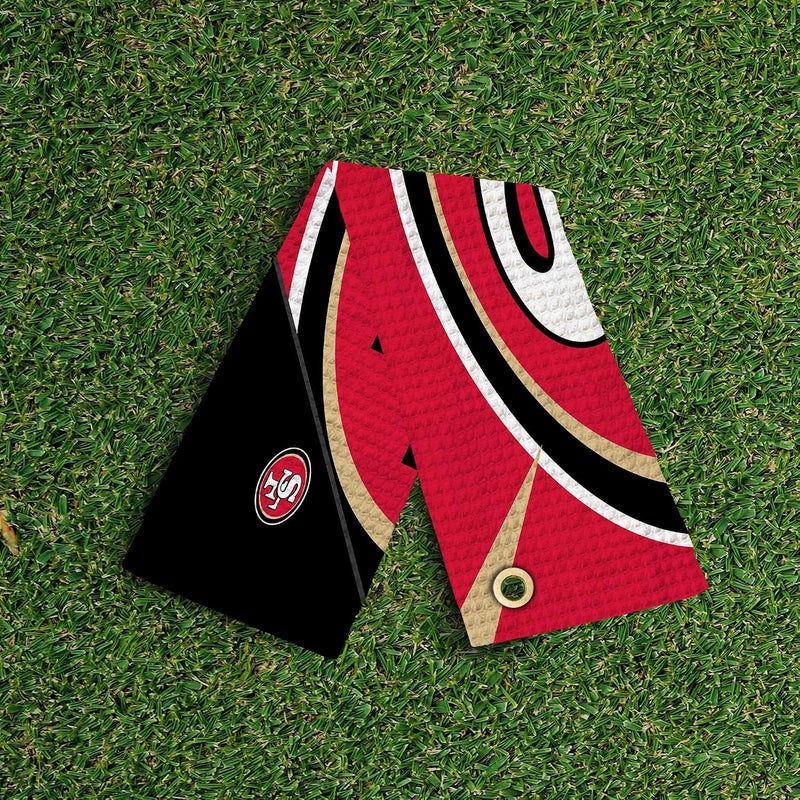 Northwest The Company Official NFL Microfiber Waffle Fabric Fan Golf Towel with Grommet, 16" x 25", Shred, Team Colors (San Francisco 49ers) - Image 3