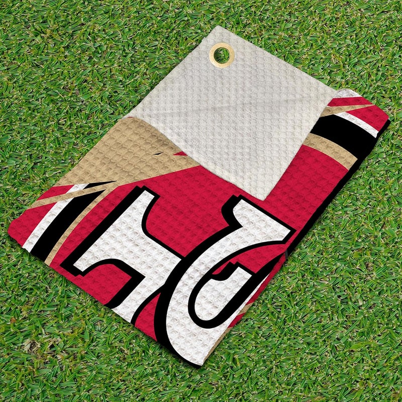 Northwest The Company Official NFL Microfiber Waffle Fabric Fan Golf Towel with Grommet, 16" x 25", Shred, Team Colors (San Francisco 49ers) - Image 4