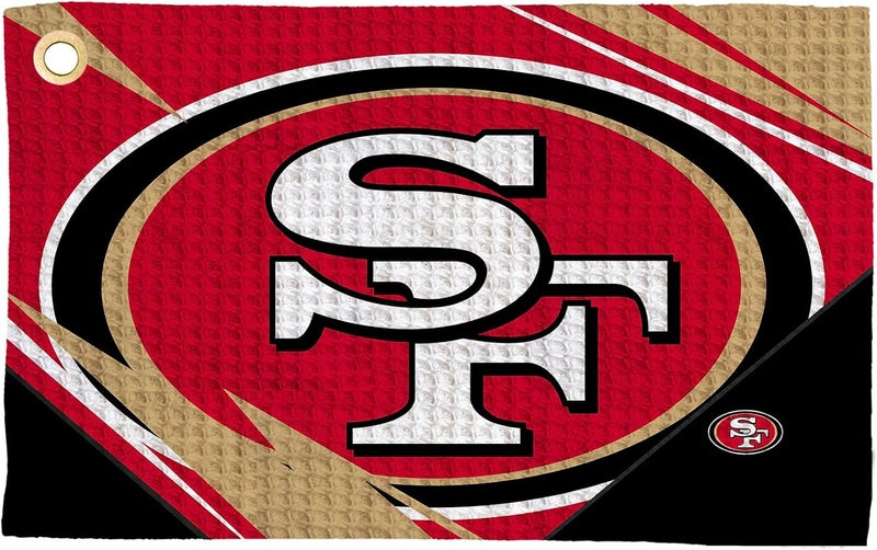 Northwest The Company Official NFL Microfiber Waffle Fabric Fan Golf Towel with Grommet, 16" x 25", Shred, Team Colors (San Francisco 49ers) - Image 1