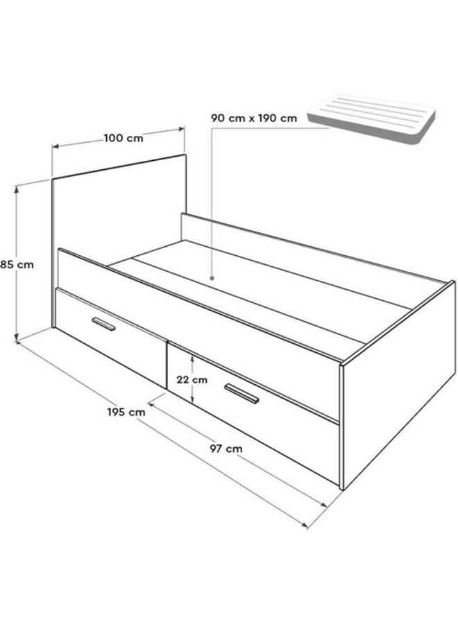 ريترو RA-BD25 سرير 197×100×85سم - أبيض×خشبي - Image 2