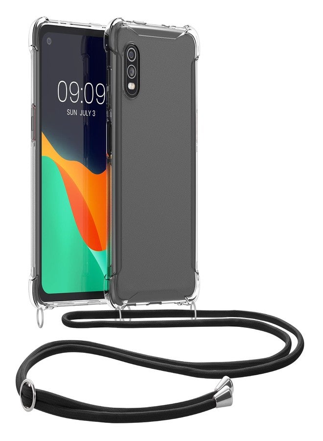 kwmobile Crossbody Case Compatible with Samsung Galaxy Xcover Pro Case - Clear TPU Phone Cover w/Lanyard Cord Strap - Transparent - Image 1