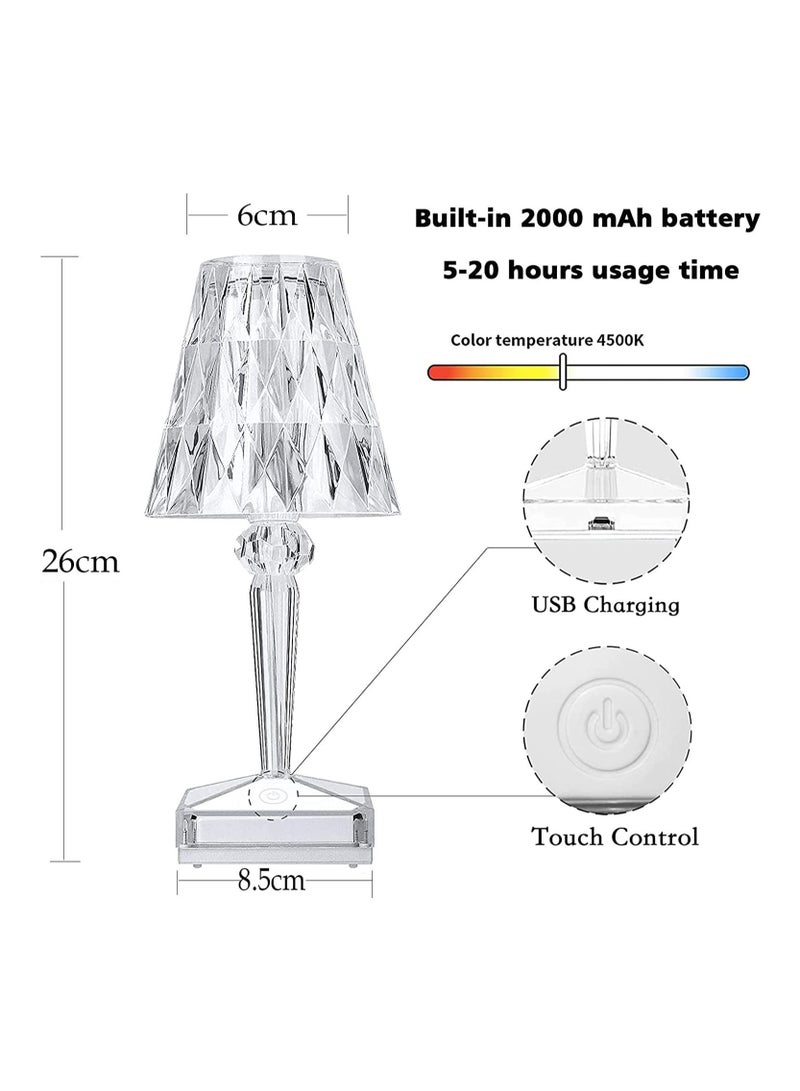 مصباح طاولة كريستالي LED ضوء ليلي مصباح بجانب السرير مع منفذ شحن USB، مصباح كريستالي بتحكم باللمس من الأكريليك، مصابيح زخرفية لطاولة المكتب أو الطاولة الجانبية، مصباح زخرفي لغرفة المعيشة أو غرفة النوم - Image 4