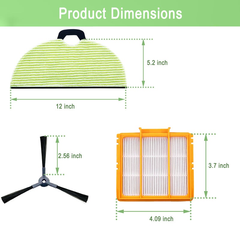 MalhSlix RV2610WA Replacement Parts Compatible with Shark RRV2610WA AV2610WA RV2620WD AV2620WD RV2610WD RV2610WD RV2610WFUS RV2410WD AI Ultra 2- in-1 Robot Vacuum, 4 Mop Pads, 3 Filters, 6 Side Brush - Image 5