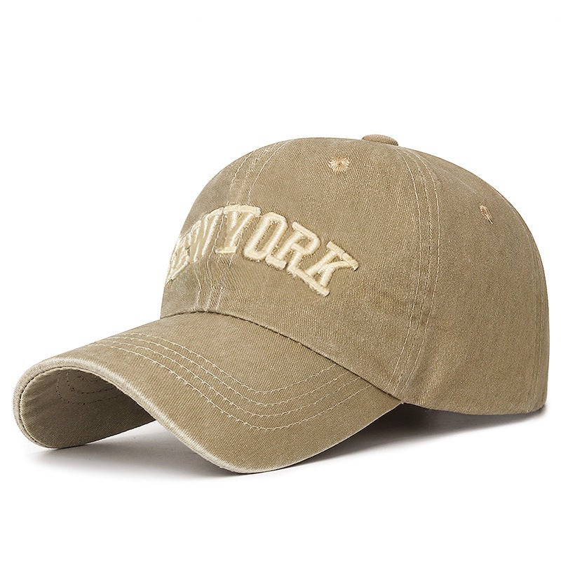 New Washed Coating Baseball Cap Adjustable Fashion Unisex Beige - Image 1
