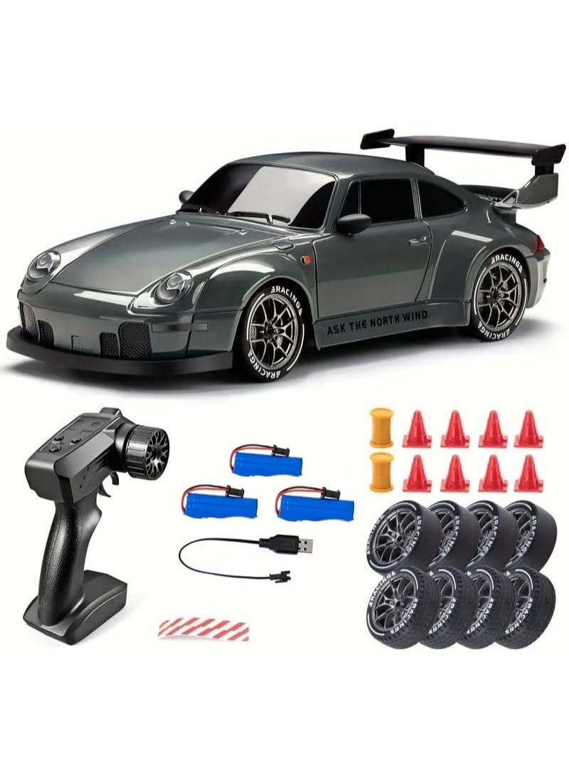 olayks 1:24 4WD RC Drift Car Toy, High-Speed Racing Vehicle Model with Proportional 2.4G Remote Control, Dual Tire Setup and LED Lights, for Boys, Girls, Kids, Adults and Hobby Enthusiasts - Image 1