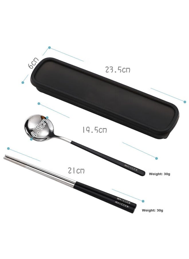 MAX COOK Meichun (maxcook) 304 Stainless Steel Chopsticks And Spoon Cutlery Set, Creative Portable Chopsticks And Spoon Three-piece Set, Black, Mcgc850  - Image 4