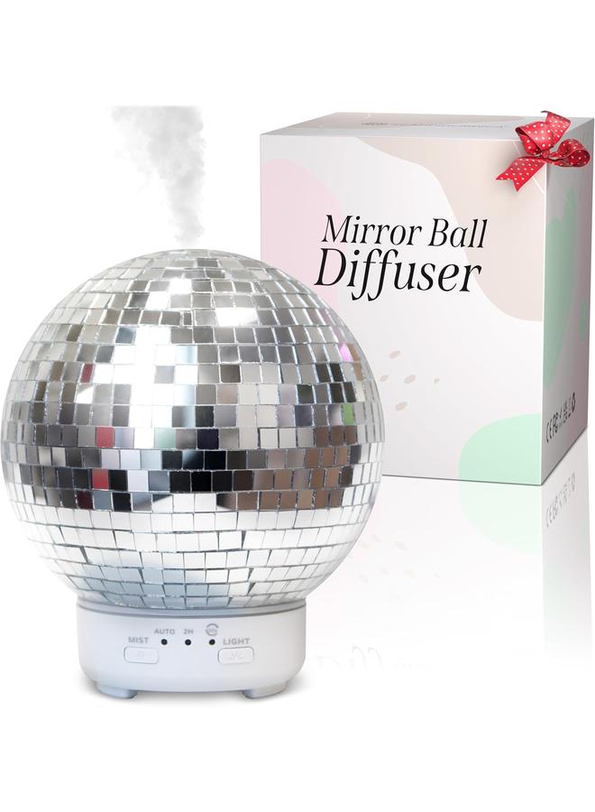 الأزرق جي دبليو موزع كرات المرآة – موزع كرات ديسكو عاكسة للزيوت العطرية يدور مع 14 مصباح ليلي متغير اللون | أوضاع التغشية ووضع الموقت | موزع كرات ديسكو لطيف للمنزل - Image 1