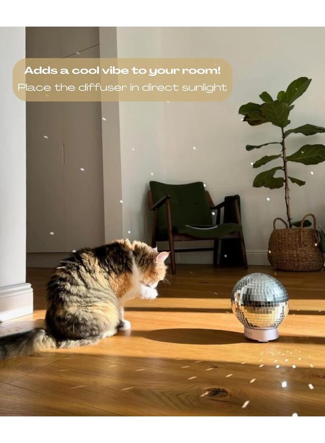 الأزرق جي دبليو موزع كرات المرآة – موزع كرات ديسكو عاكسة للزيوت العطرية يدور مع 14 مصباح ليلي متغير اللون | أوضاع التغشية ووضع الموقت | موزع كرات ديسكو لطيف للمنزل - Image 3