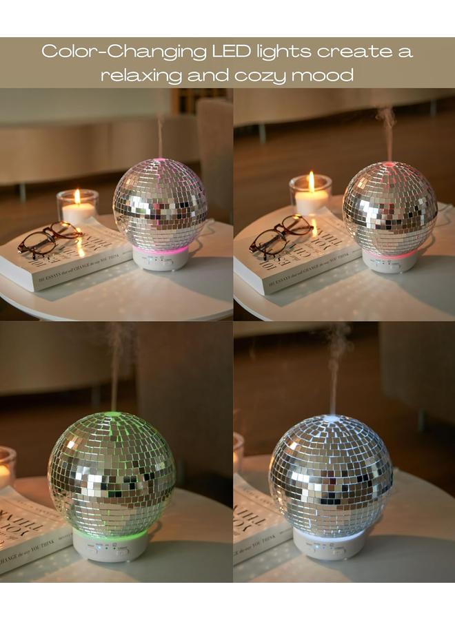 الأزرق جي دبليو موزع كرات المرآة – موزع كرات ديسكو عاكسة للزيوت العطرية يدور مع 14 مصباح ليلي متغير اللون | أوضاع التغشية ووضع الموقت | موزع كرات ديسكو لطيف للمنزل - Image 5