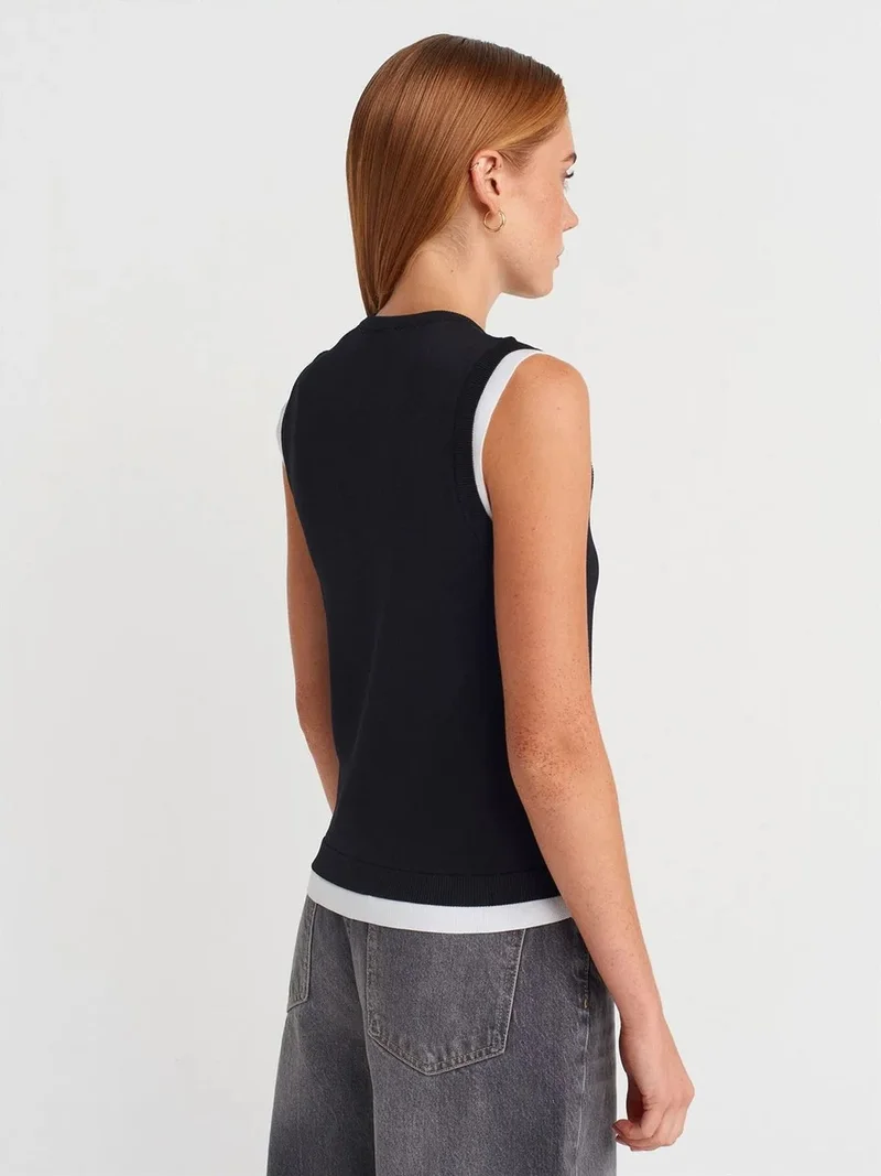 ديلفين Dilvin Sleeveless Ribbed Knit Shell Top