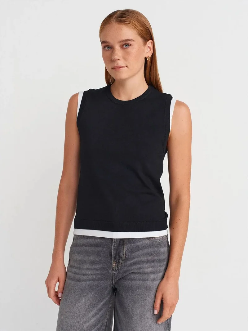ديلفين Dilvin Sleeveless Ribbed Knit Shell Top