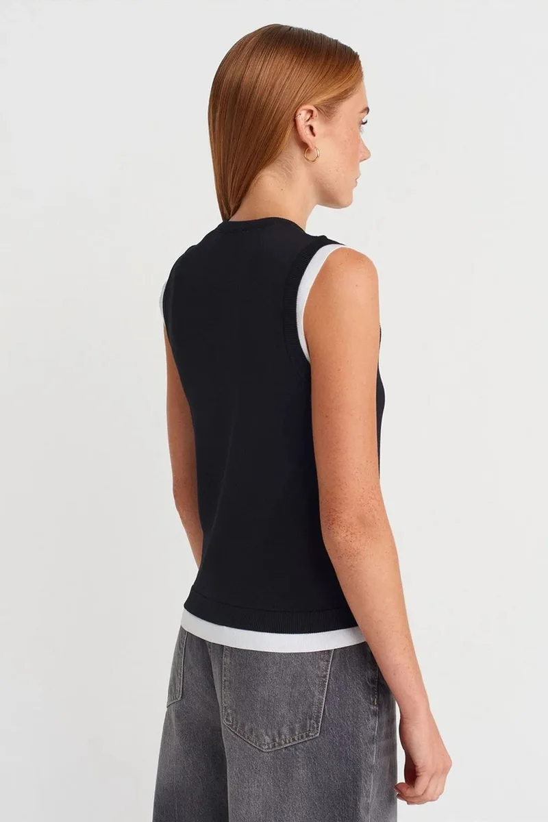Dilvin Black DILVIN Sleeveless Ribbed Knit Shell Top for Women | Best Price UAE