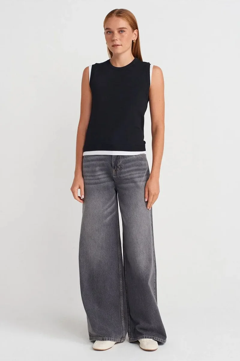 Dilvin Black DILVIN Sleeveless Ribbed Knit Shell Top for Women | Best Price UAE