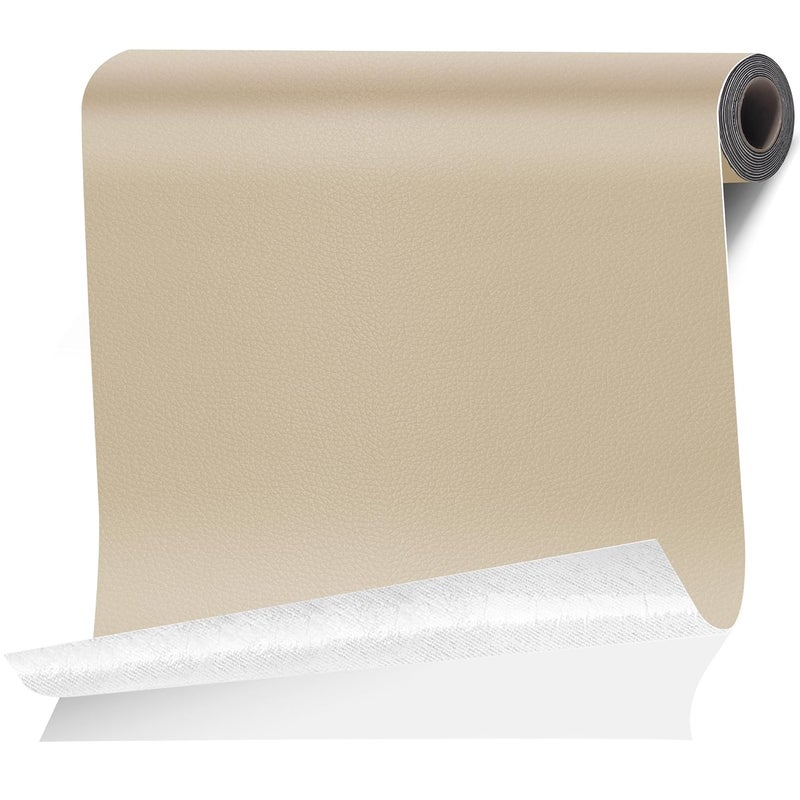 Cahomo Leather Repair Tape Patch, 35.4" x 79" Self Adhesive Leather Patches for Furniture,Vinyl Repair Kit for Car Seat, Couch, Chairs, Boat Seat, Sofa Beige - Image 1