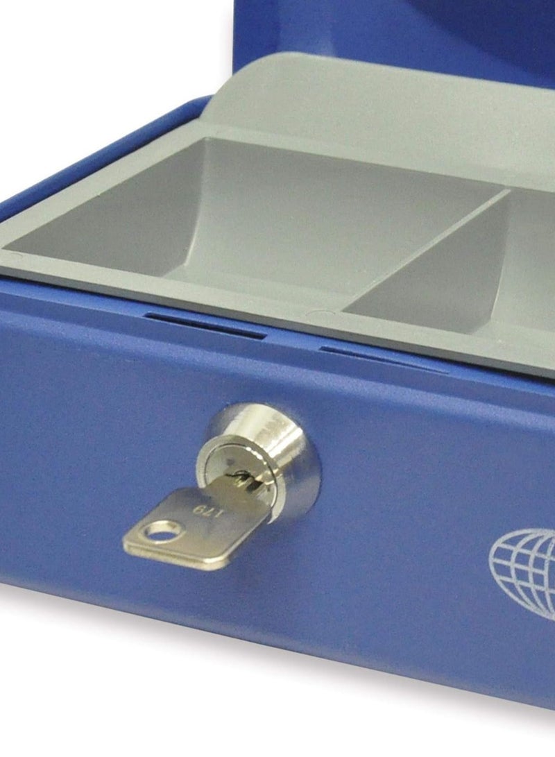 FIS صندوق نقدي من فِيس بلون أزرق فولاذي مع قفل مفتاح، 152 × 115 × 80 مم، حجم قفل 6 إنش - FSCPTS0034BL - Image 3