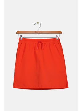 Tchibo Kids Girl Drawstring Plain Sports Skirts, Red  - Image 1