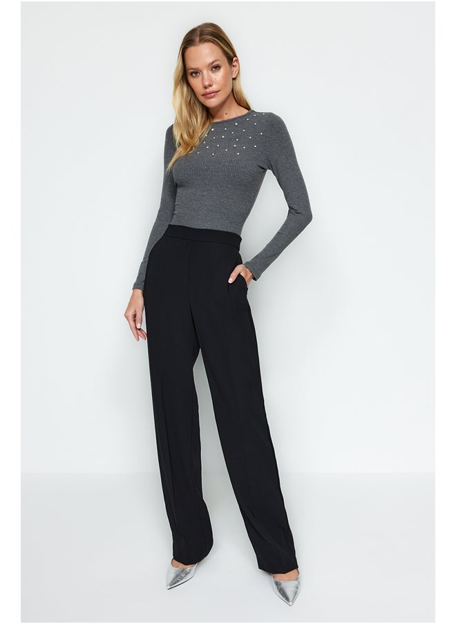 trendyol - Anthracite Stone Detailed Corduroy Stretchy Knitted Body with Snap Snaps TWOAW24BD00043 - Image 1