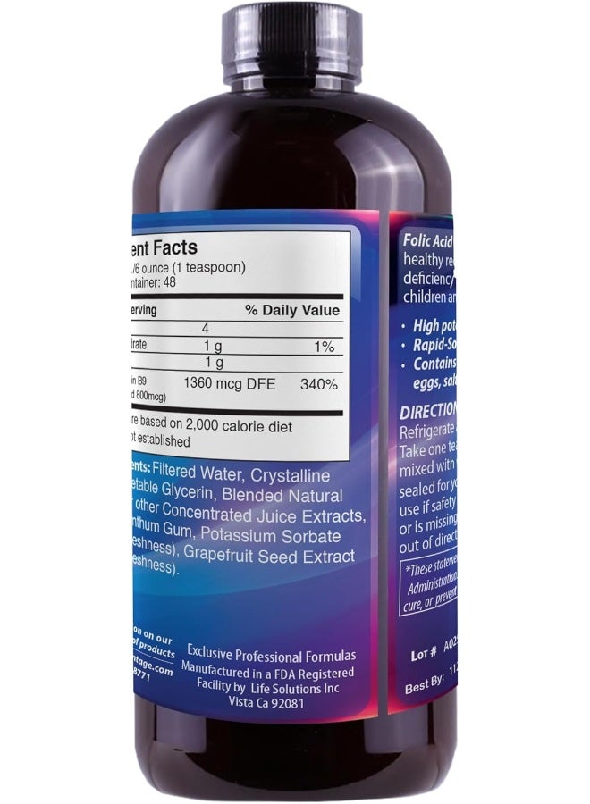 Dr's Advantage مزايا الدكتور - حمض الفوليك السائل 800 ميكروغرام، 8 أونصة - Image 3