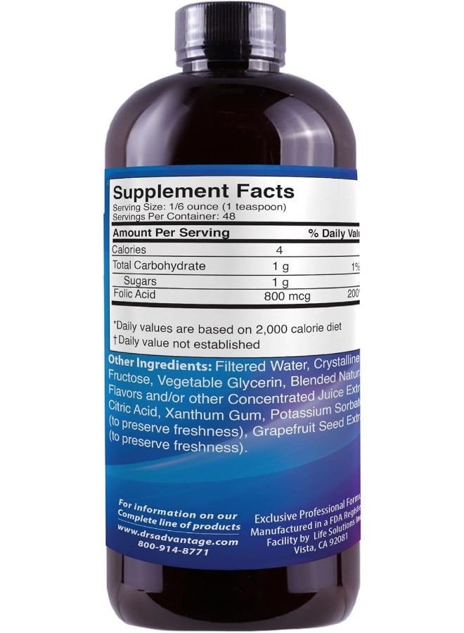 Dr's Advantage مزايا الدكتور - حمض الفوليك السائل 800 ميكروغرام، 8 أونصة - Image 2