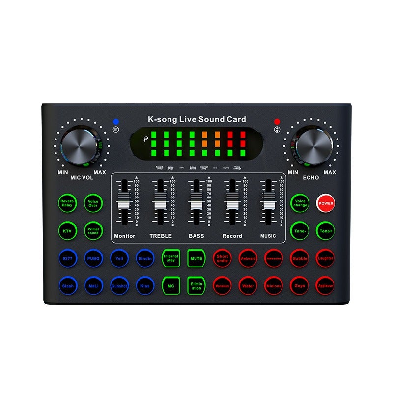F007C Compact Desktop Singing Sound Card - Multilingual Mixer for Export - Image 1