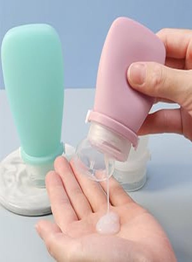 K D Travel Toiletries Bottles Kit 90ML Silicone Toiletries Containers with Leakproof Lid, Refillable Body Lotion Dispenser Bottle for Shampoo, Conditioner, Gel, Body Wash (3PCS SET) - Image 3
