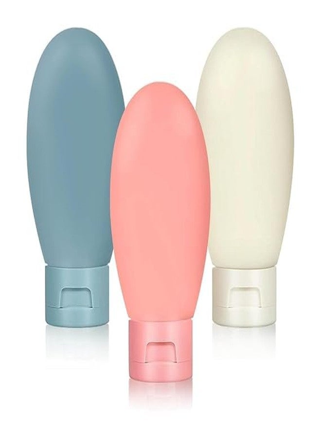 K D Travel Toiletries Bottles Kit 90ML Silicone Toiletries Containers with Leakproof Lid, Refillable Body Lotion Dispenser Bottle for Shampoo, Conditioner, Gel, Body Wash (3PCS SET) - Image 1