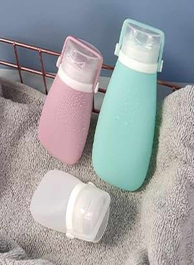 K D Travel Toiletries Bottles Kit 90ML Silicone Toiletries Containers with Leakproof Lid, Refillable Body Lotion Dispenser Bottle for Shampoo, Conditioner, Gel, Body Wash (3PCS SET) - Image 4