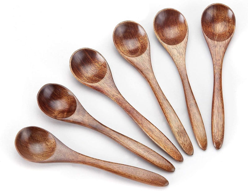 sevensun Small Wooden Teaspoon, 6pcs Serving Wooden Utensils For Cooking, Condiments, Honey, Spoons For Daily Use - Image 1