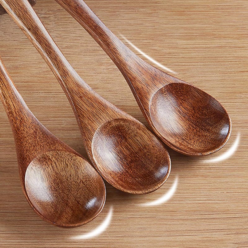 sevensun Small Wooden Teaspoon, 6pcs Serving Wooden Utensils For Cooking, Condiments, Honey, Spoons For Daily Use - Image 3