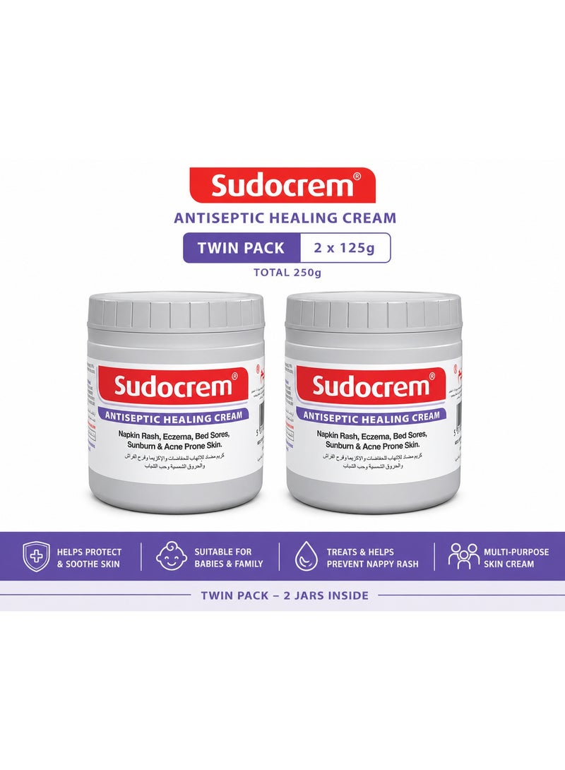 سودو كريم سودوكريم (Sudocrem) كريم مطهر ومعالج 125 جم – عبوة من قطعتين، كريم واقٍ متعدد الاستخدامات للبشرة لعلاج طفح الحفاض وتهيجات الجلد. - Image 1