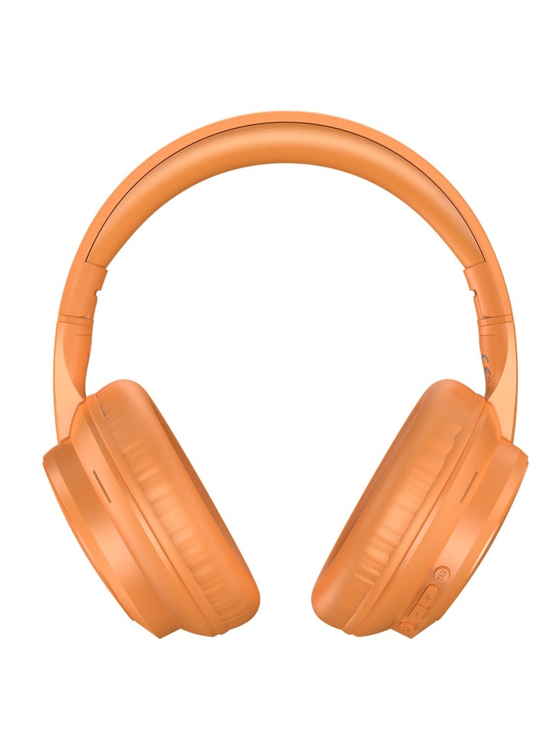 devia Wireless Bluetooth 5.4 Headphones with 40mm HD Stereo Sound – 10-Hour Battery Life, Dual Connection, 3 Sound Modes, Lightweight Foldable Design, 15-Meter Transmission Range, Orange Color - Image 3