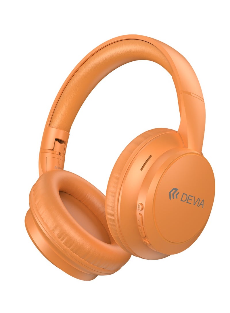 devia Wireless Bluetooth 5.4 Headphones with 40mm HD Stereo Sound – 10-Hour Battery Life, Dual Connection, 3 Sound Modes, Lightweight Foldable Design, 15-Meter Transmission Range, Orange Color - Image 1