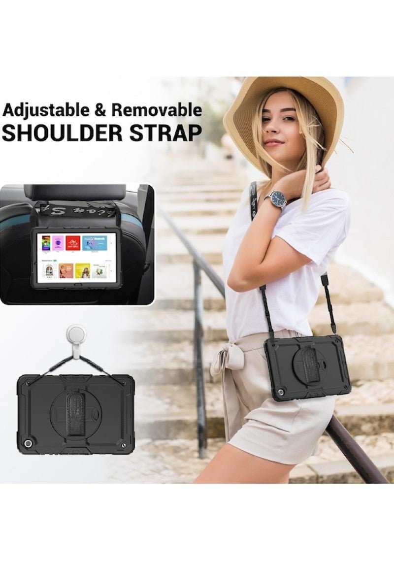 Suitable for Samsung Tab A9 Plus 11 inch contrasting silicone PC rotating bracket, flat strap protective cover - Image 3