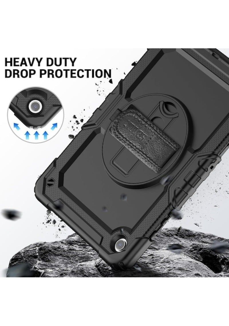 Suitable for Samsung Tab A9 Plus 11 inch contrasting silicone PC rotating bracket, flat strap protective cover - Image 5