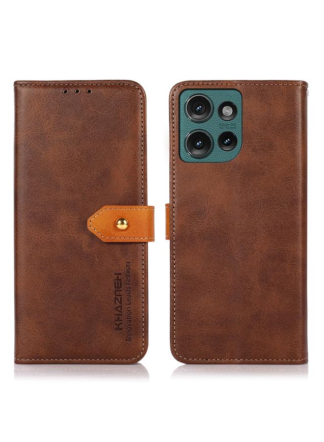 اس-توب جراب لهاتف Motorola Edge 50 Neo 5G من KHAZNEH، جراب هاتف قابل للطي من جلد البقر ثنائي اللون - Image 1