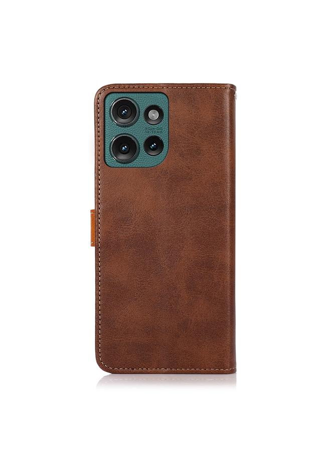 اس-توب جراب لهاتف Motorola Edge 50 Neo 5G من KHAZNEH، جراب هاتف قابل للطي من جلد البقر ثنائي اللون - Image 3