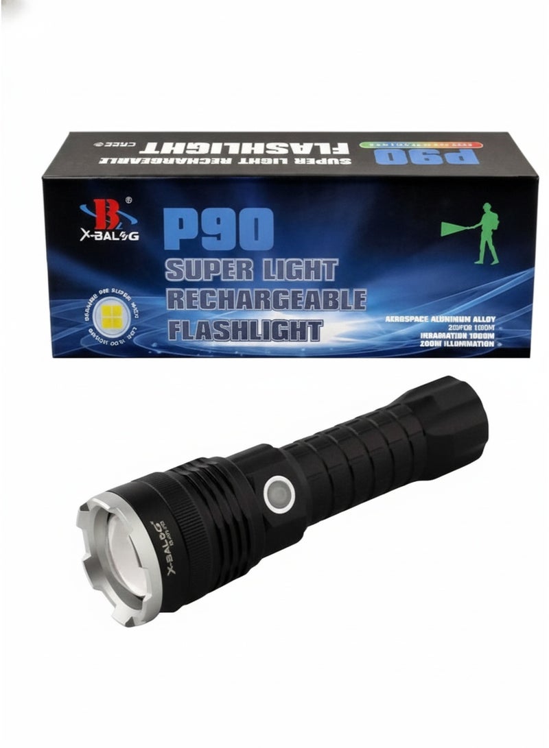 X-BALSG P90 Super Light Rechargeable Flashlight – Ultra Bright, Long Range, Waterproof LED Torch for Outdoor, Camping & Emergency Use - Image 1