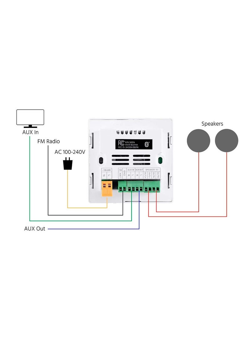 Monoprice Monoprice Commercial Audio Wall Mount Music Amplifier - with Bluetooth, Aux, FM, and IR Remote, White  - Image 5