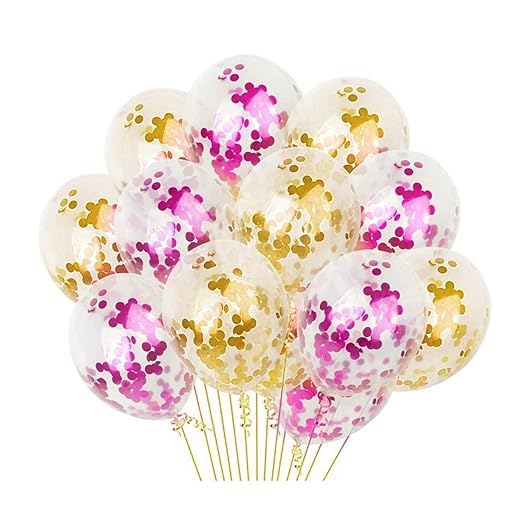 BRIJBAZAAR Rubber Confetti Balloons For Decoration - 12Pcs Confetti Balloons For De - Image 1