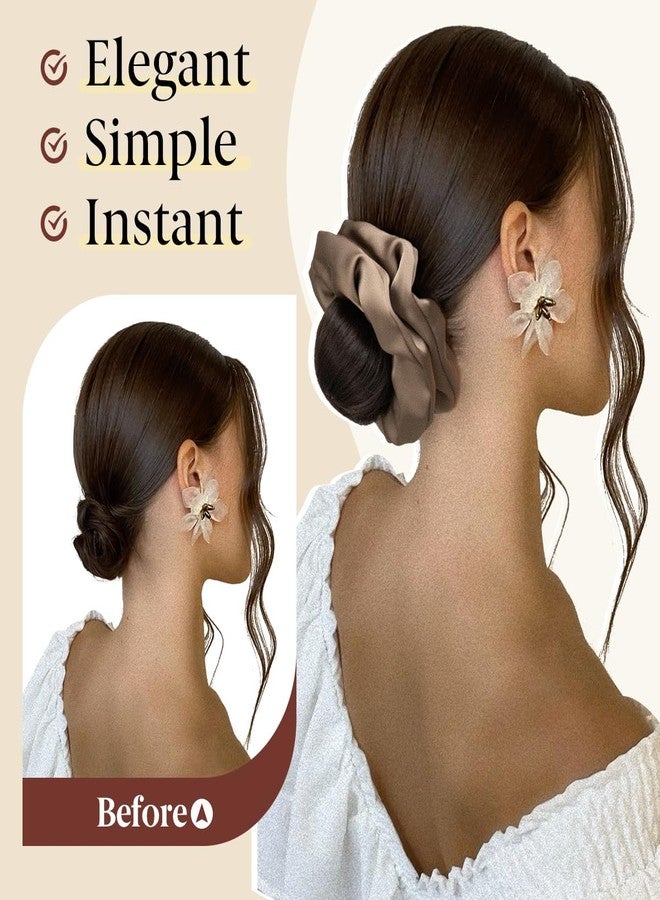 سارلا، كعكة شعر صغيرة أنيقة بمشبك على شكل مخلب مع ربطات شعر، قطع شعر صناعية أنيقة للنساء، تسريحة شعر مرفوعة على شكل كعكة دونات، سهلة الاستخدام، لون رمادي داكن - Image 5